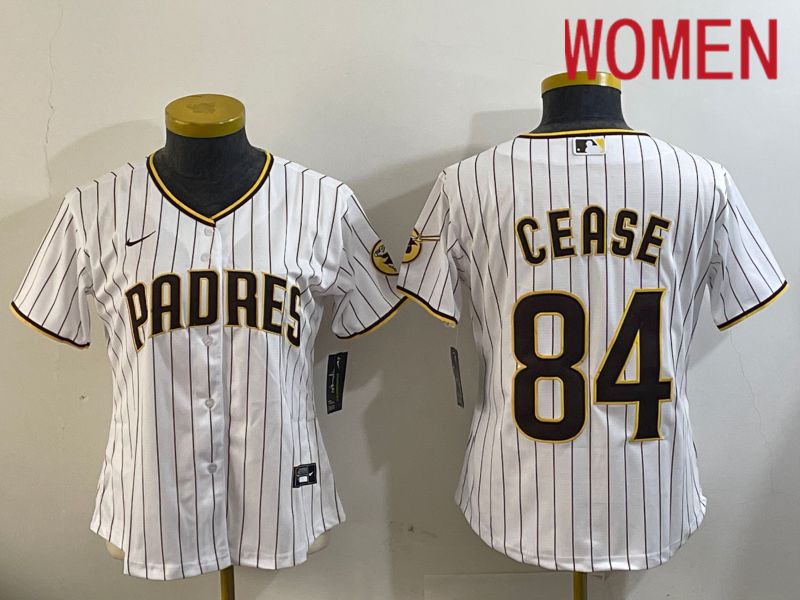 Women San Diego Padres #84 Cease White Stripe Game 2024 Nike MLB Jersey style 11202